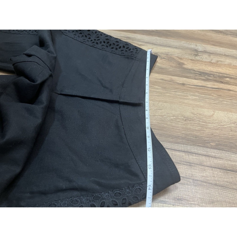 Talbots Petite Black Dress Pants Lace Trim Lined Cotton Linen Blend Sz 4 - Picture 9 of 12